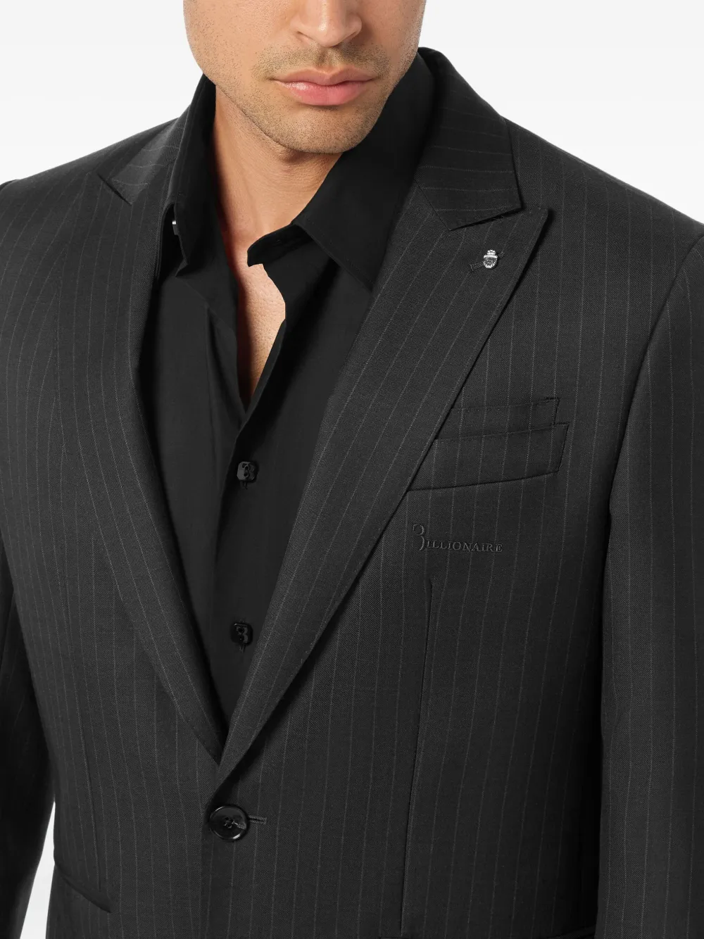 Billionaire Gessato blazer met krijtstreep en enkele rij knopen Zwart