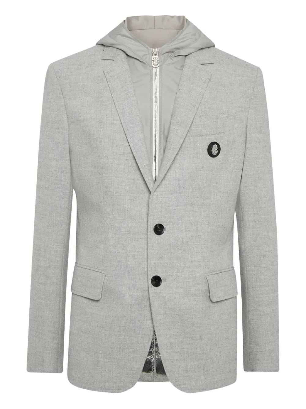 Billionaire Hooded Buttoned Blazer In Gray