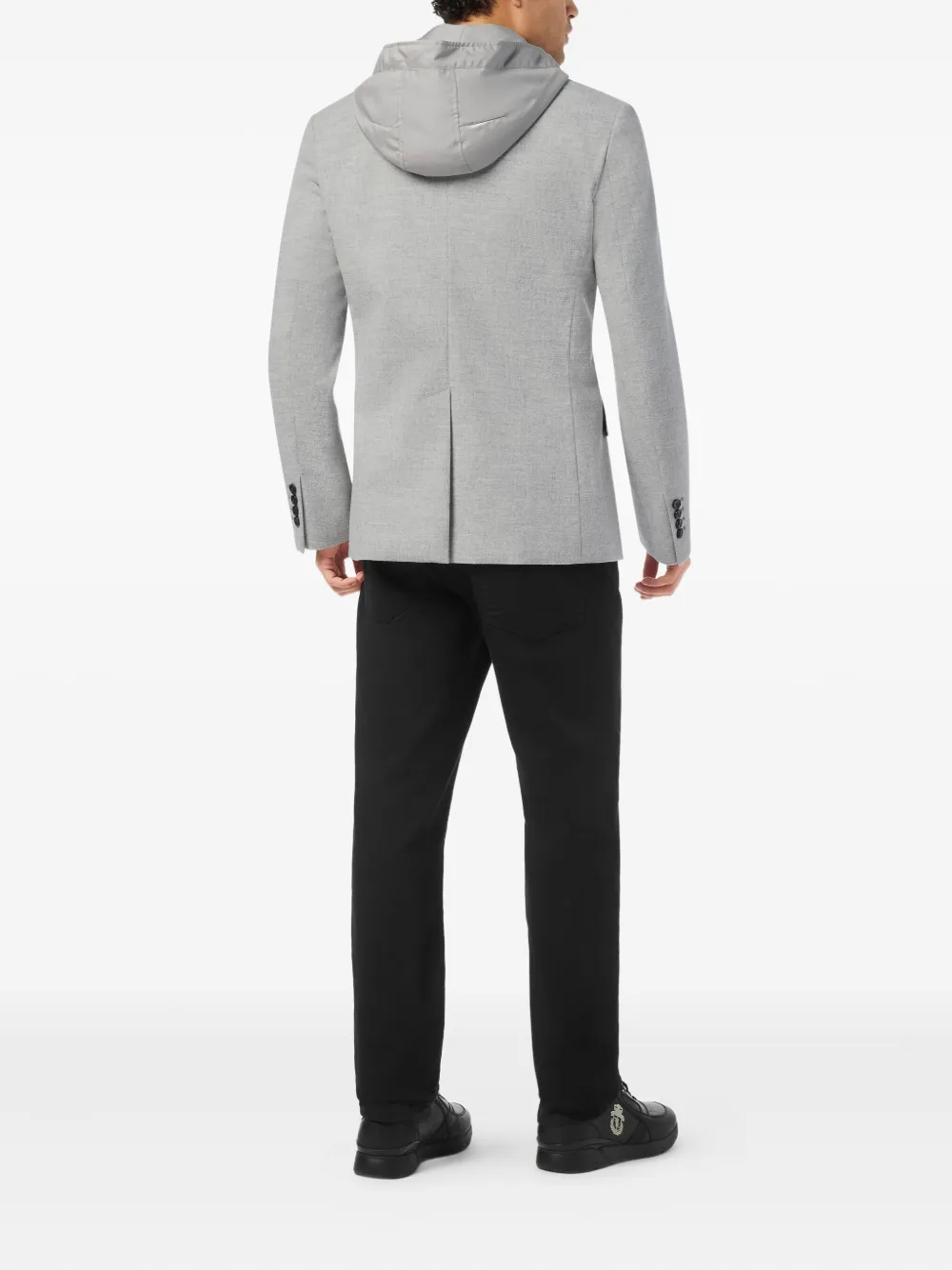 Billionaire Hooded Buttoned Blazer In Gray