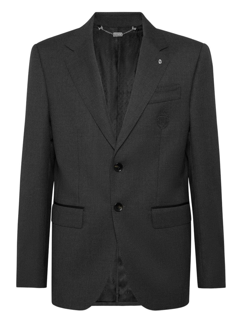 Billionaire embroidered-detail buttoned blazer | Black | Image 1