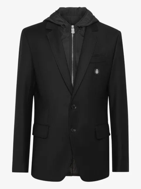 Billionaire hooded button-fastening blazer
