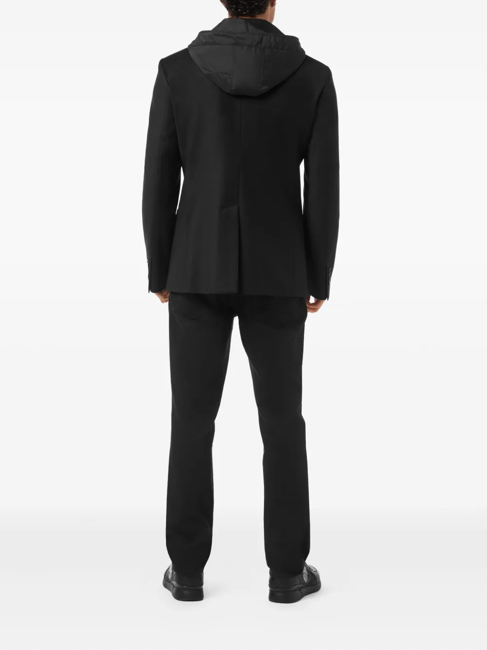Billionaire Hooded Button-fastening Blazer In Black