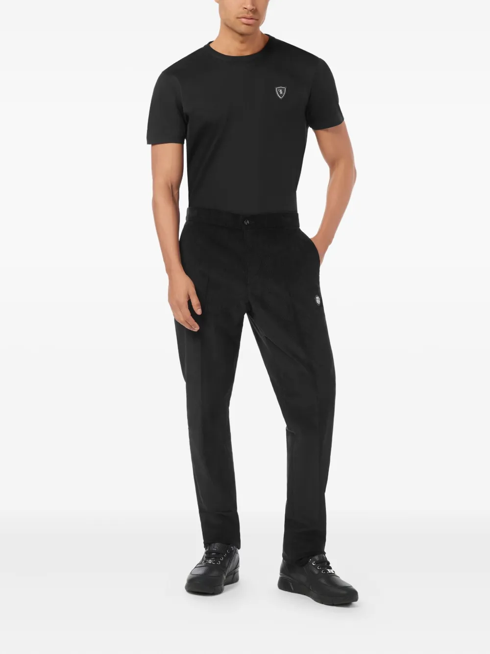 Billionaire corduroy logo-patch trousers - Zwart