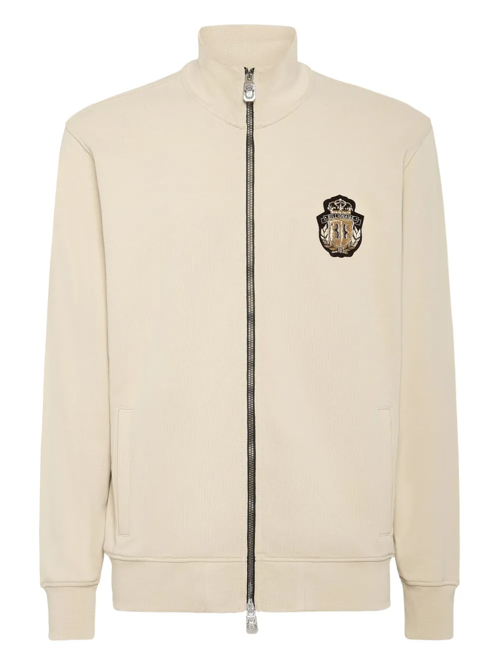 Billionaire zip-up logo sweatshirt Beige