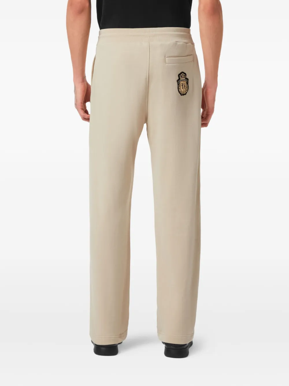 Billionaire logo-embroidered cotton track pants Beige