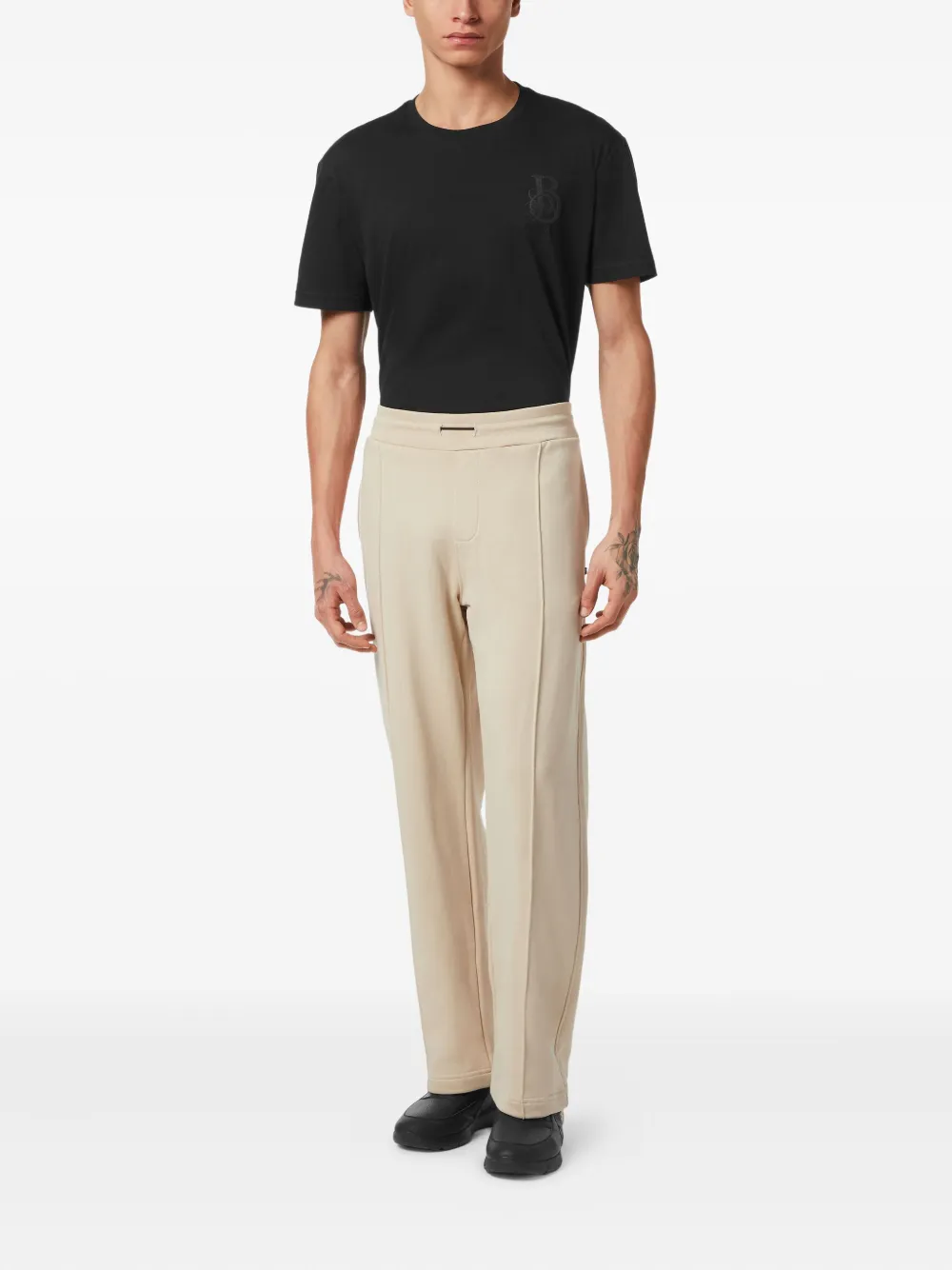 Billionaire logo-embroidered cotton track pants Beige