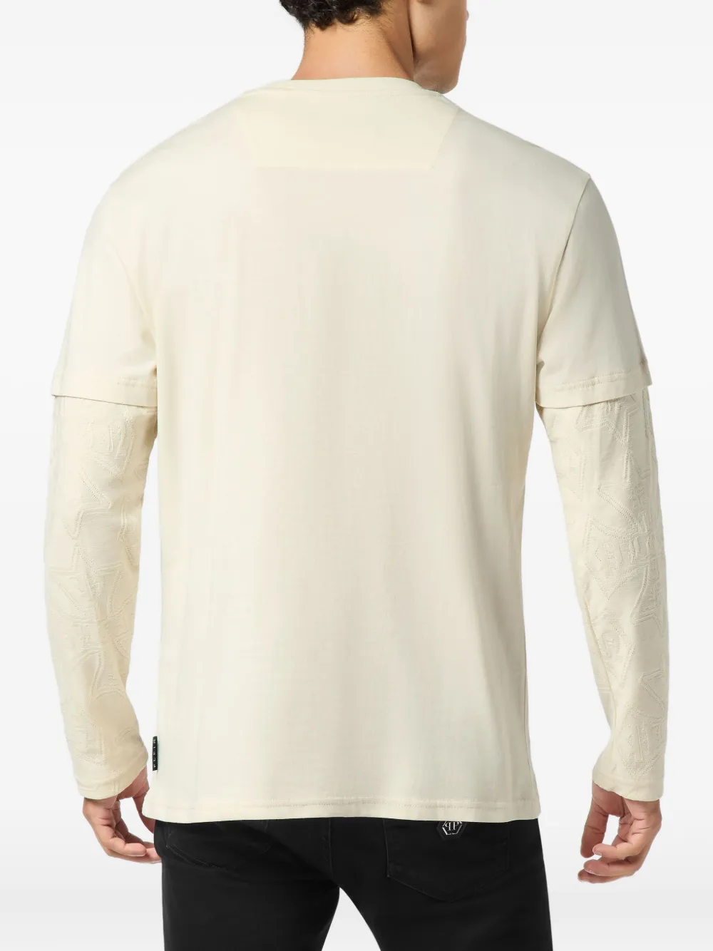 Philipp Plein T-shirt met jacquard en lange mouwen Beige