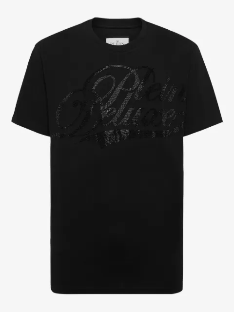 Philipp Plein playera con logo y detalles de cristal