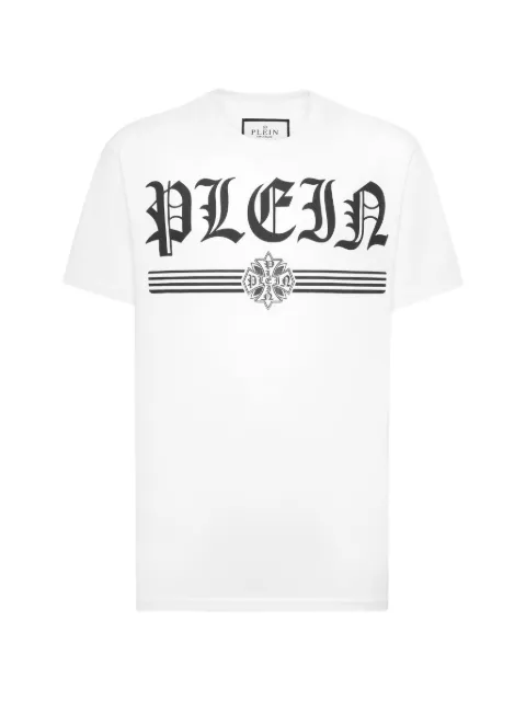 Philipp Plein playera con cuello redondo y logo estampado