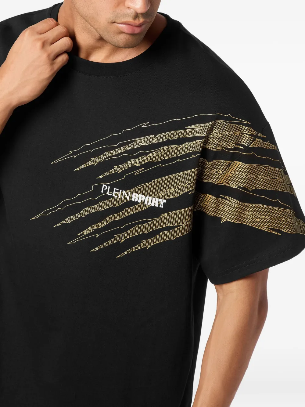 Plein Sport T-shirt met krasdetail Zwart