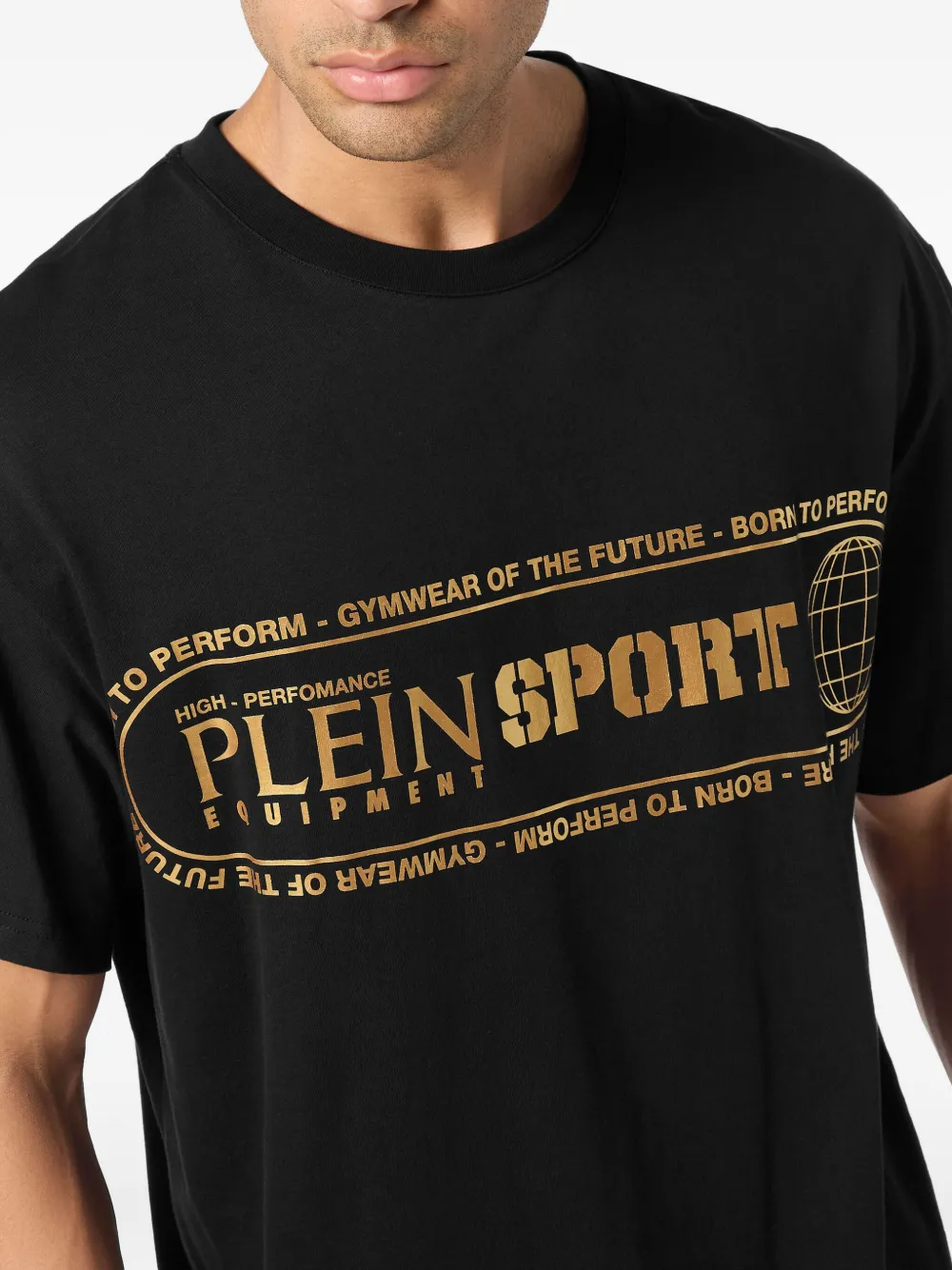 Plein Sport T-shirt met ronde hals en letterprint Zwart