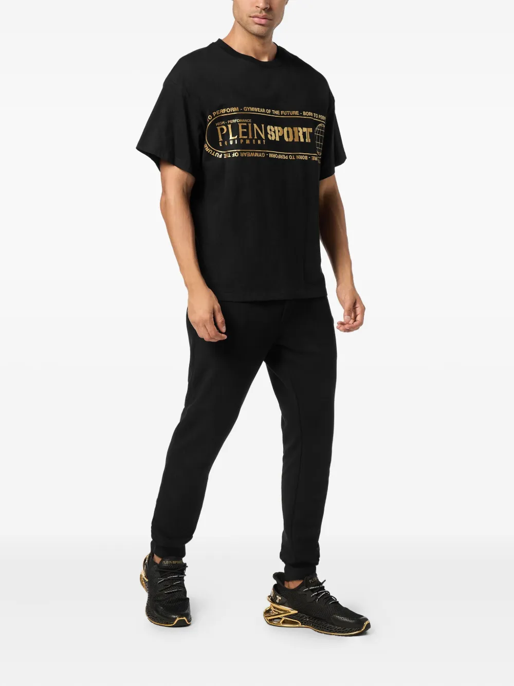 Plein Sport T-shirt met ronde hals en letterprint - Zwart