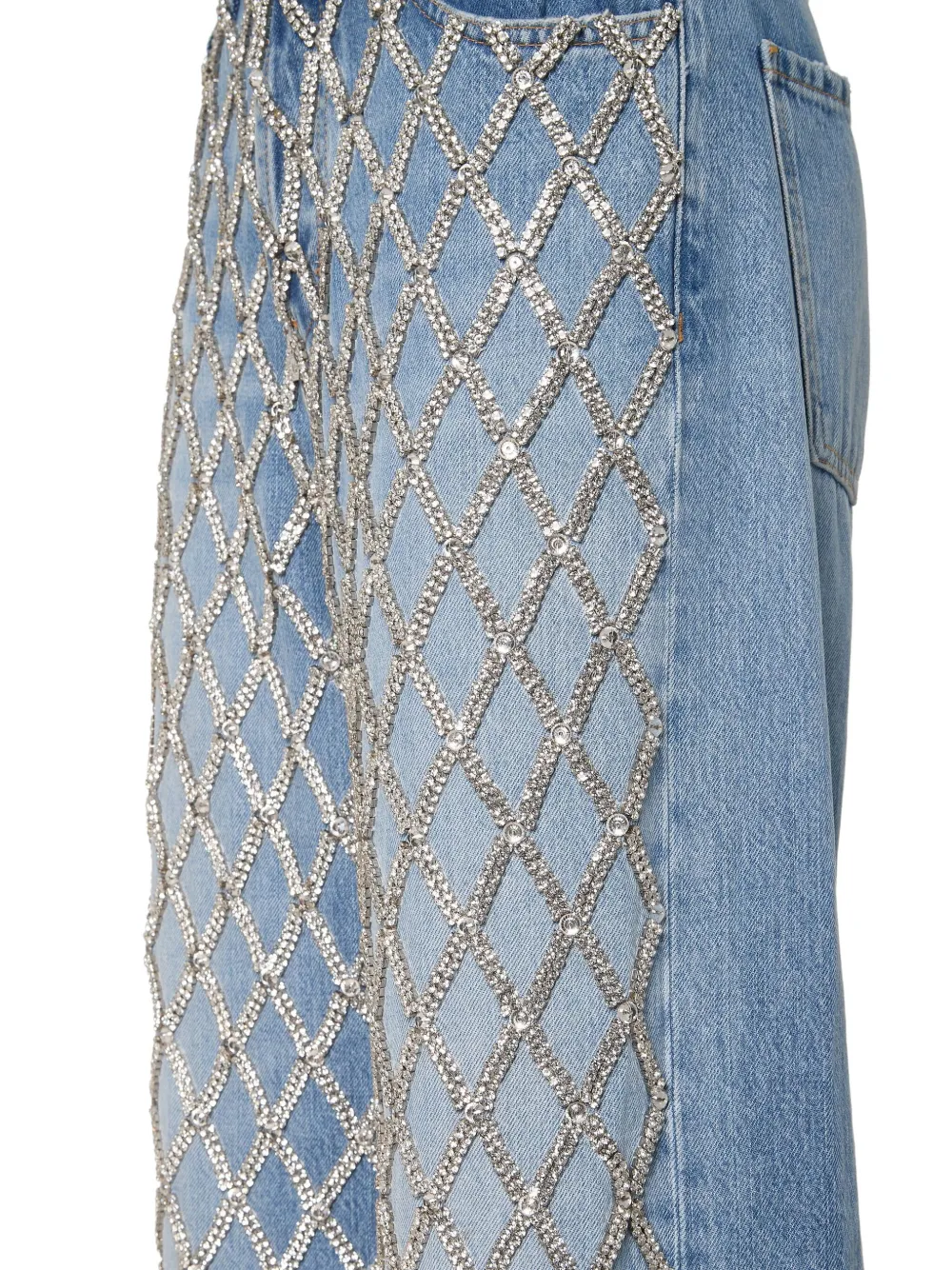  Philipp Plein Vaqueros Skater Con Apliques De Strass - Azul 