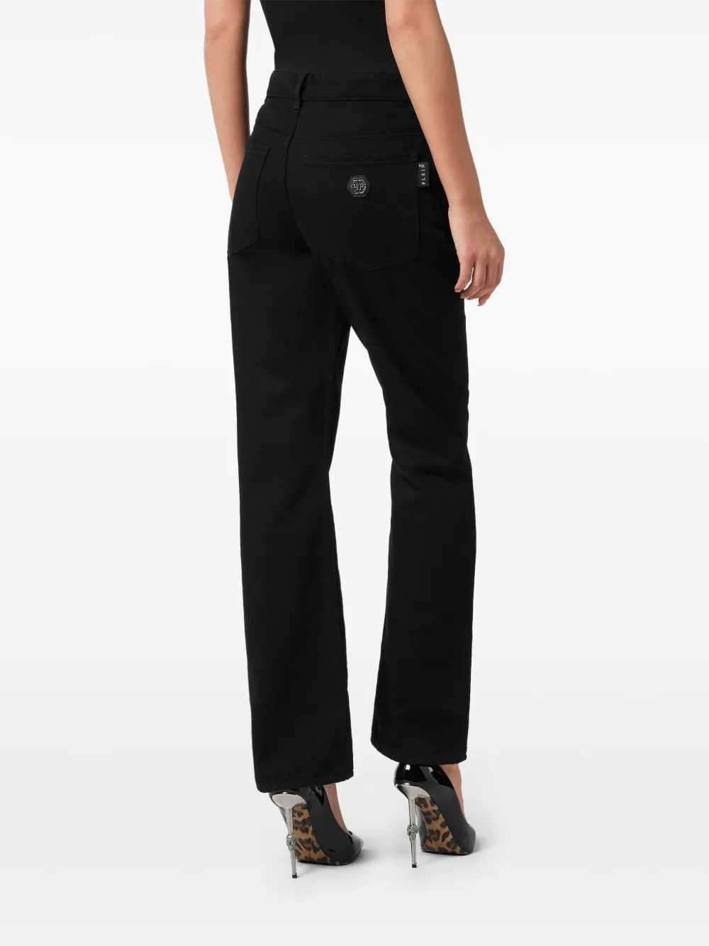 Philipp Plein Jeans met zeshoekig plakkaat Zwart