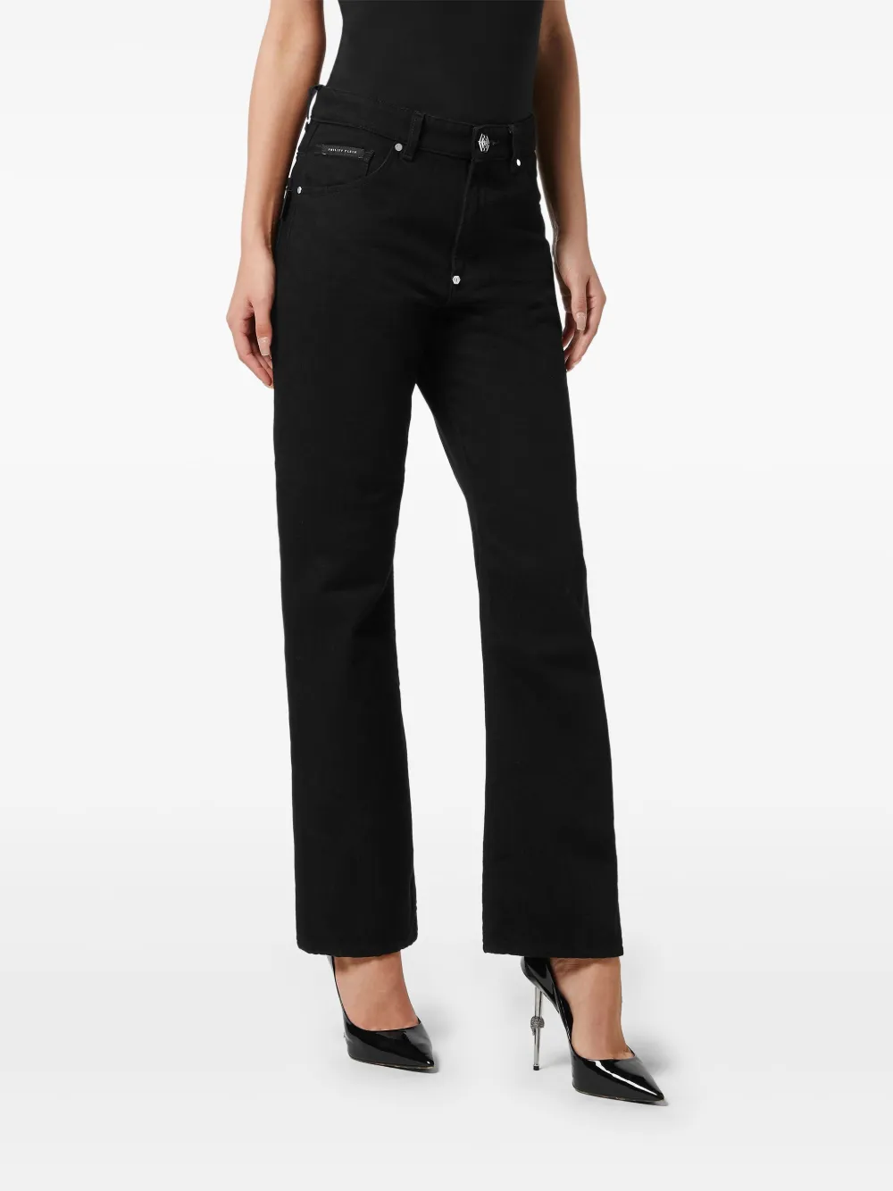 Philipp Plein Jeans met zeshoekig plakkaat - Zwart
