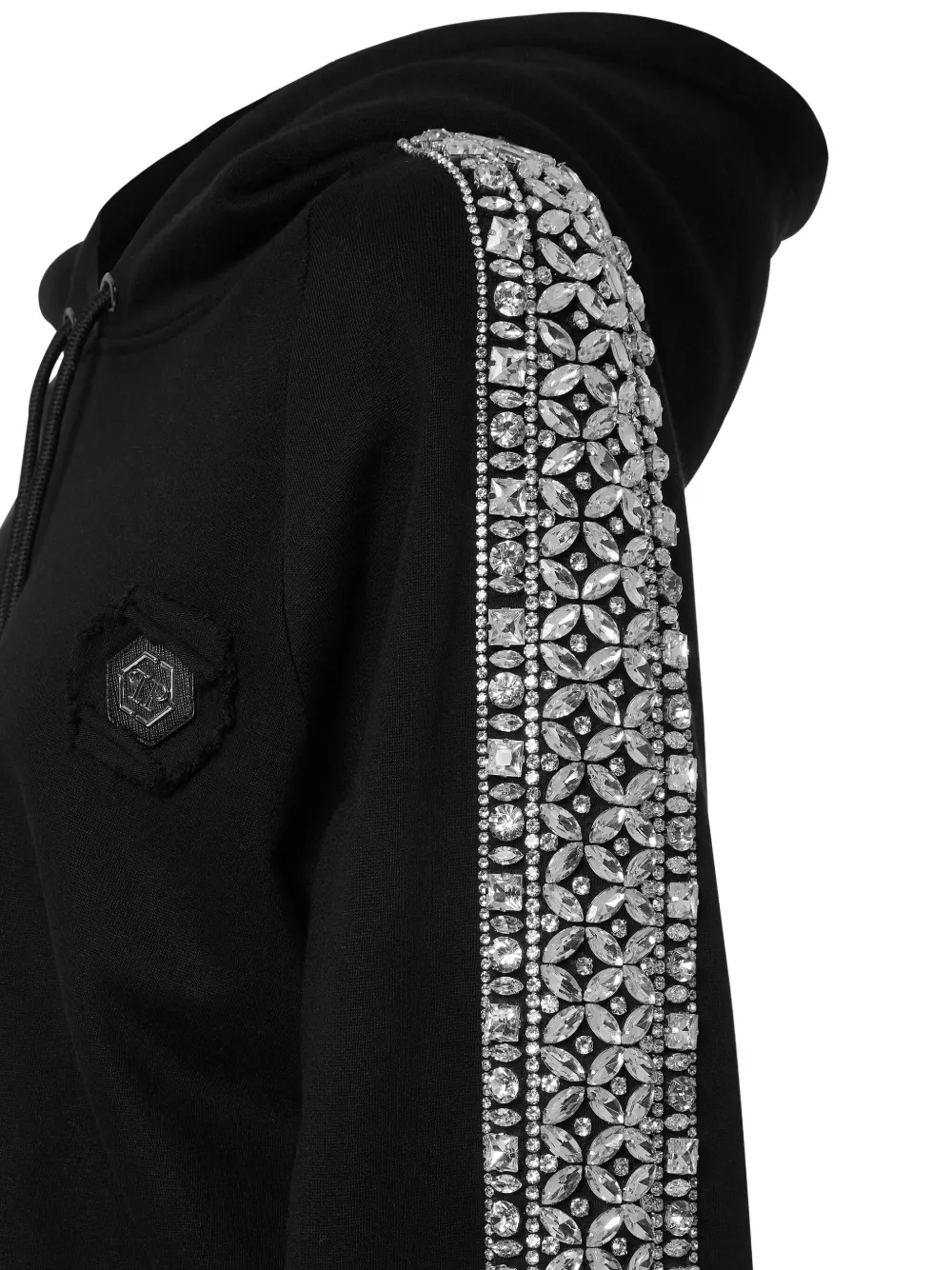 Philipp Plein Cropped hoodie met kralen Zwart