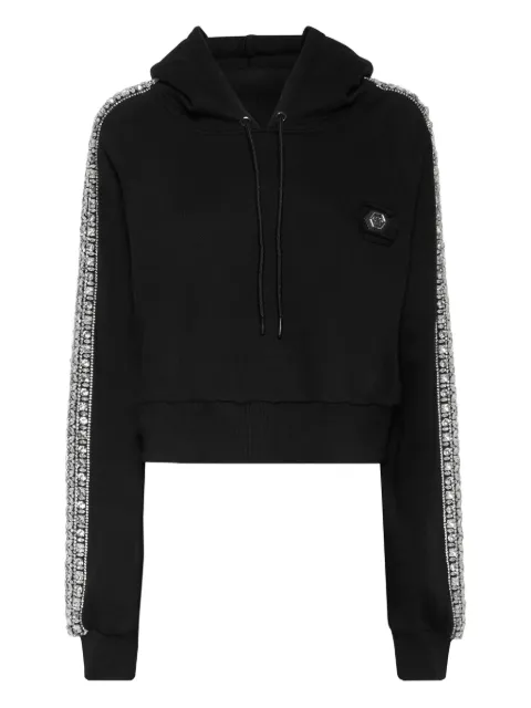 Philipp Plein bead-embellished cropped hoodie