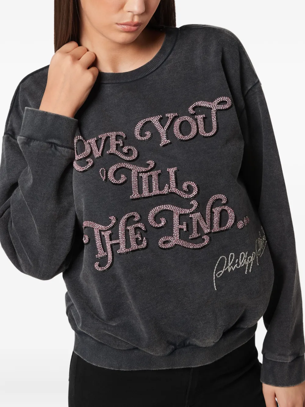 Philipp Plein Sweater met ronde hals en open rug Grijs