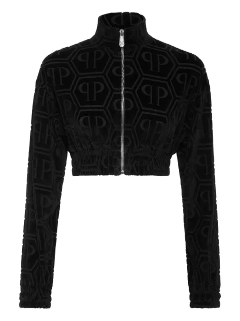 Philipp Plein jacquard-monogram cropped tracksuit jacket 