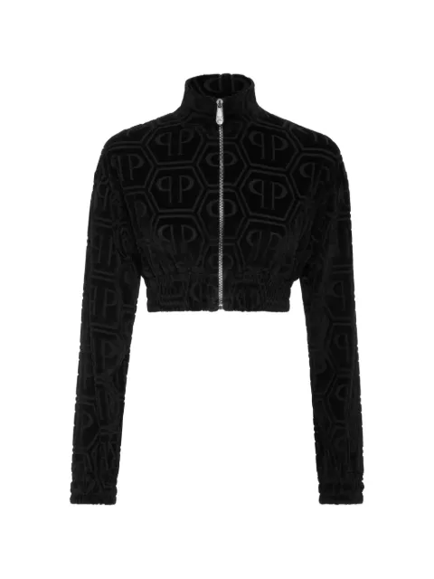 Philipp Plein jacquard-monogram cropped tracksuit jacket 