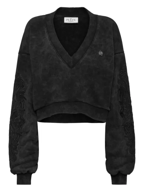 Philipp Plein sudadera con cuello en V y efecto lavado