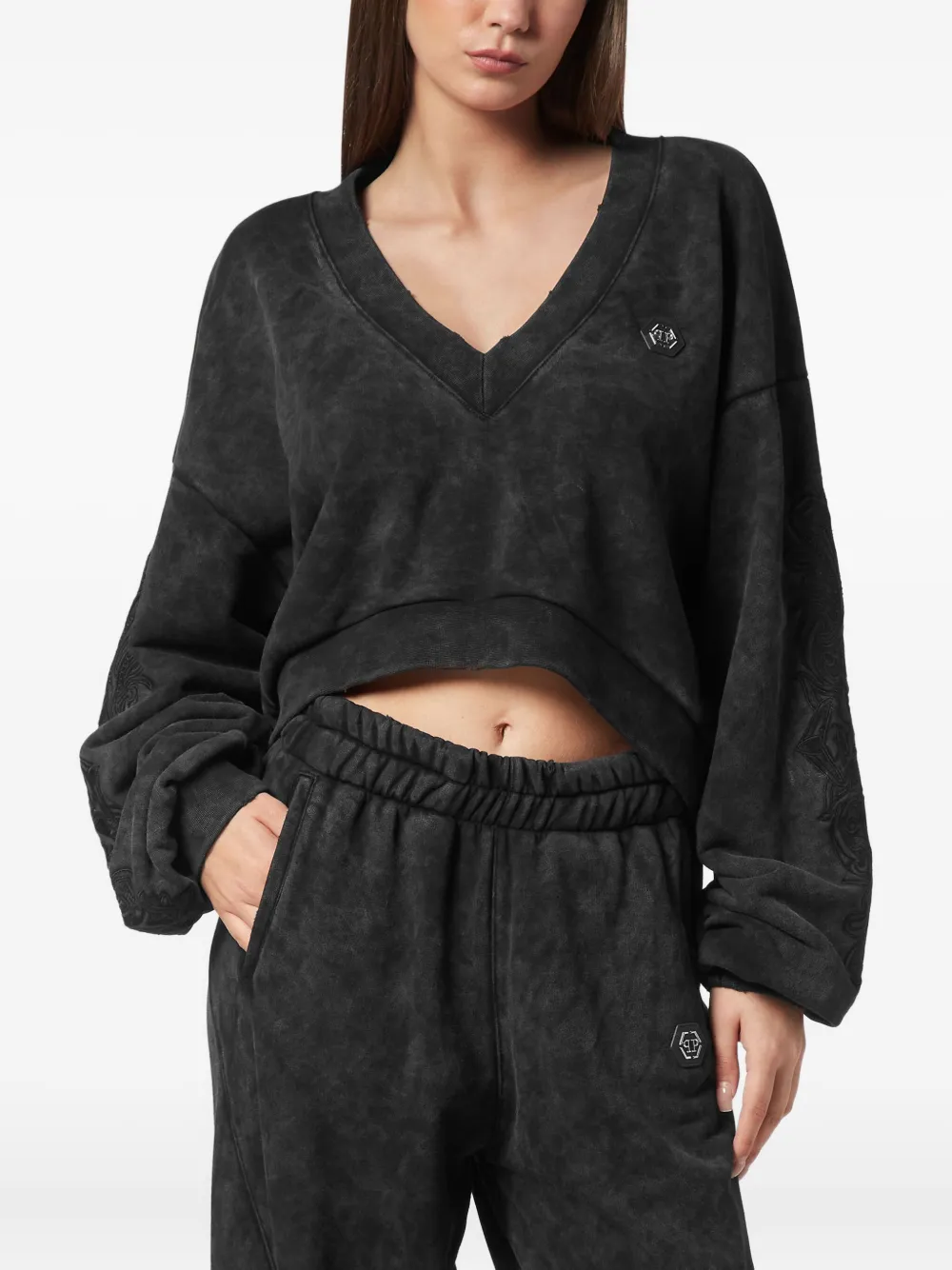 Philipp Plein washed V-neck sweatshirt | Sweaters | Image 2