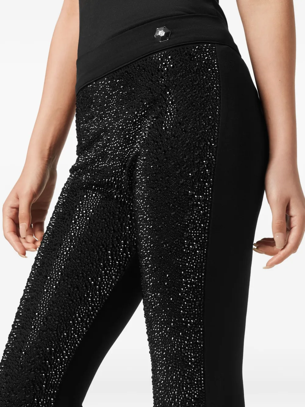 Philipp Plein Mix Strass Leggings In Black