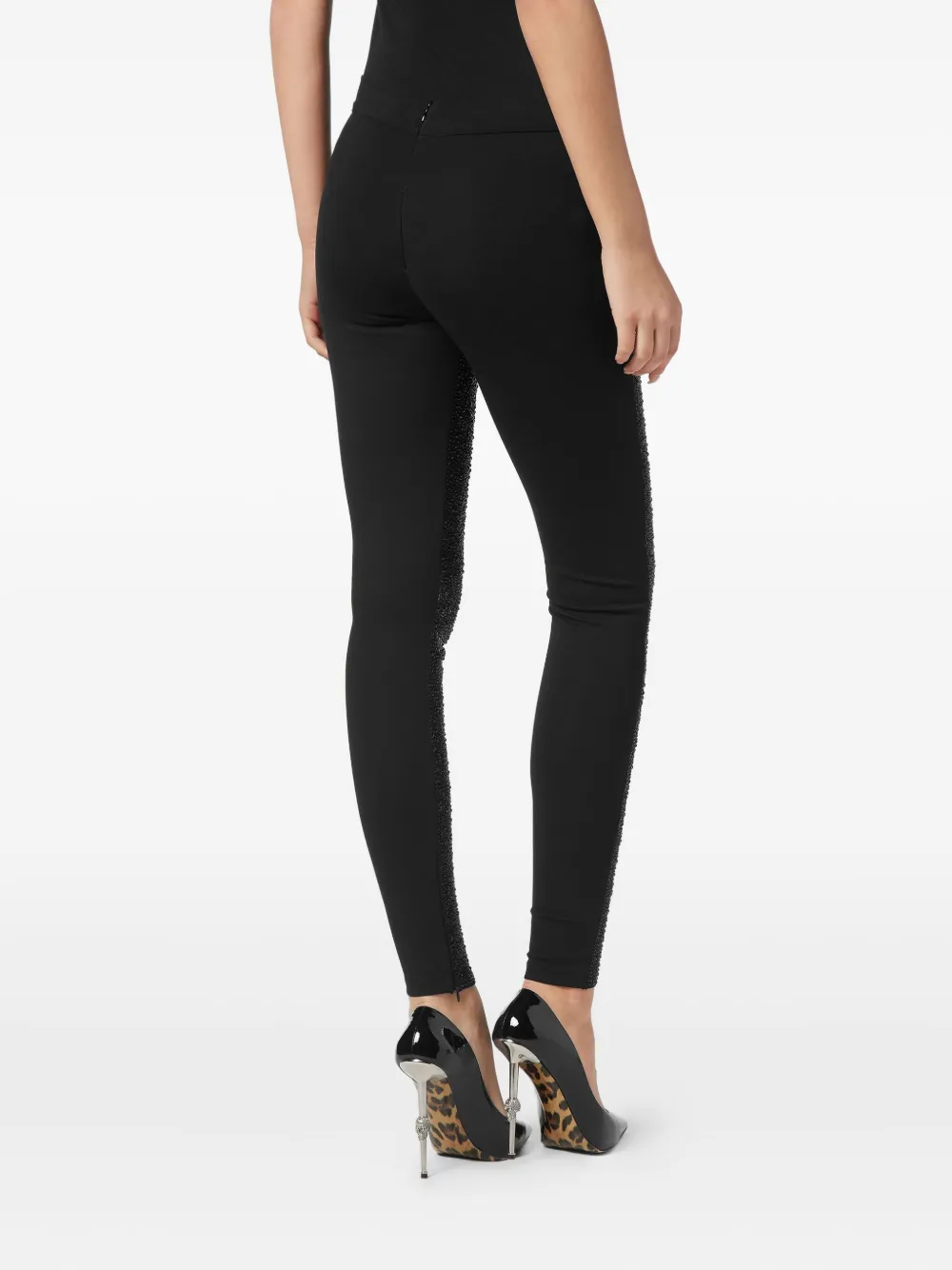 Philipp Plein Mix Strass Leggings In Black
