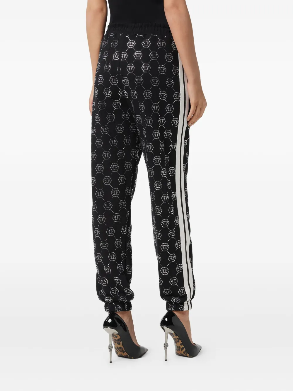 Philipp Plein Monogram-pattern Track Pants In Black