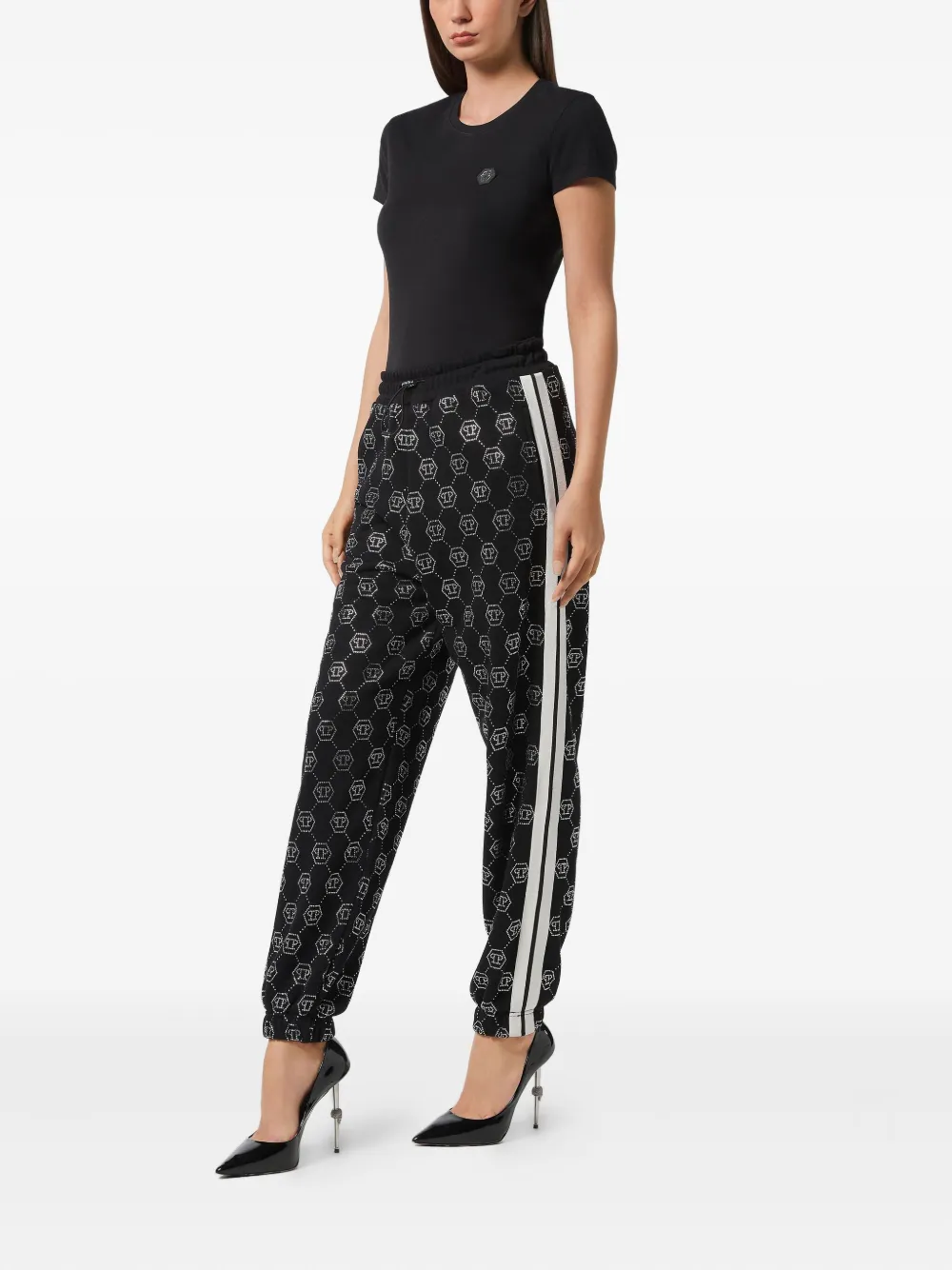 Philipp Plein Monogram-pattern Track Pants In Black