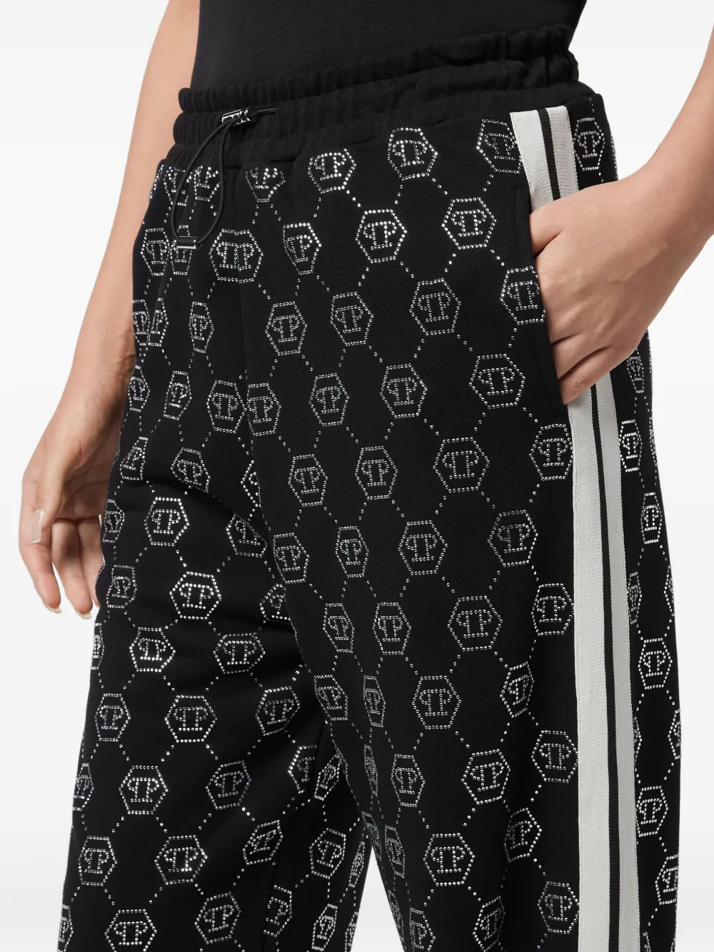 Philipp Plein Monogram-pattern Track Pants In Black