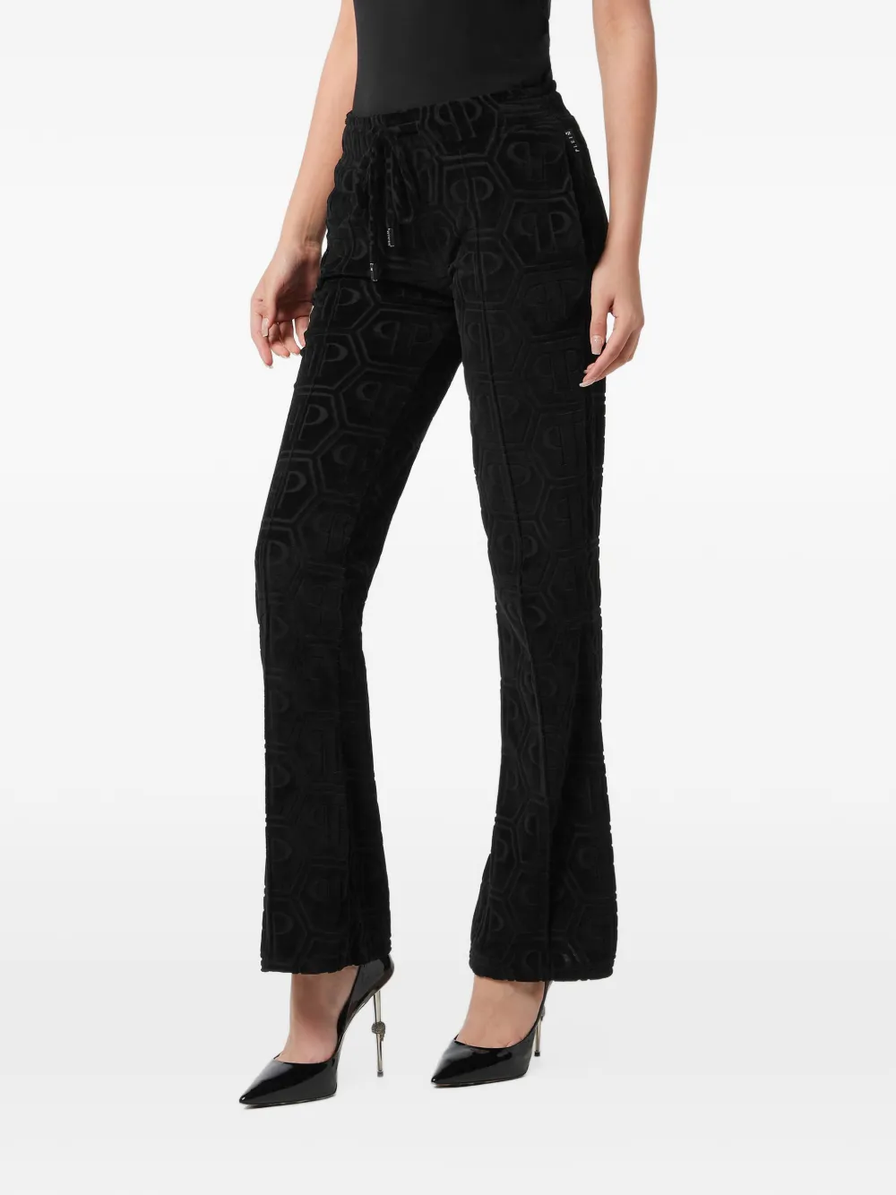 Philipp Plein Pantaloni sportivi con monogramma jacquard - Nero