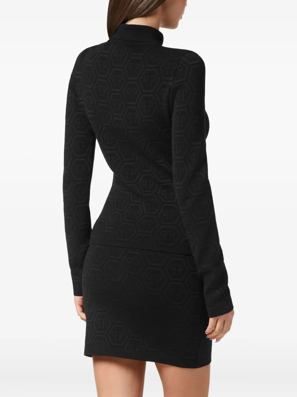 Philipp Plein Logo-pattern Turtleneck Sweater In Black