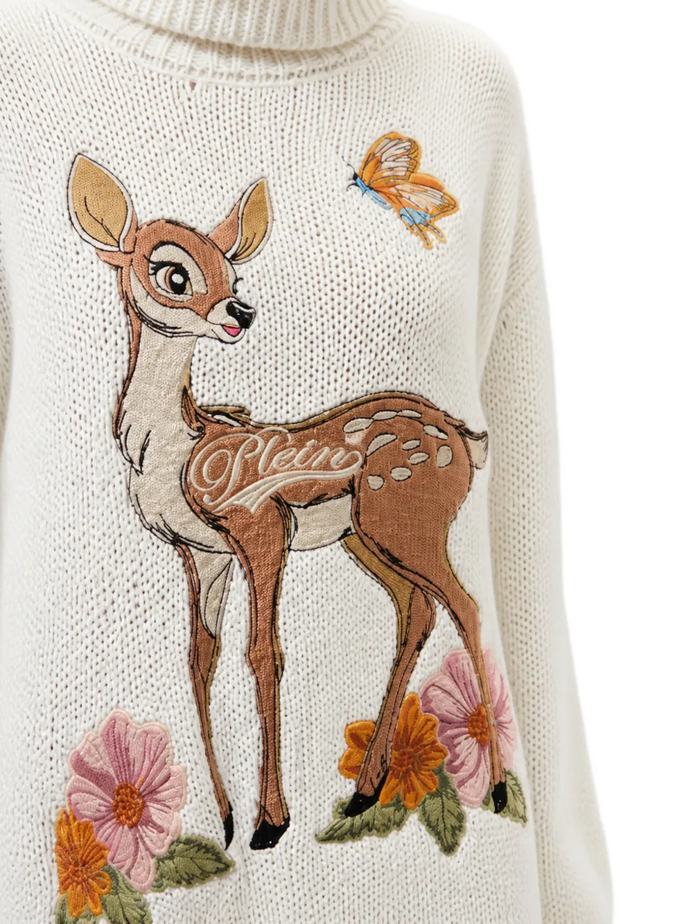 Philipp Plein Oversized coltrui met Bambi-borduurwerk Beige