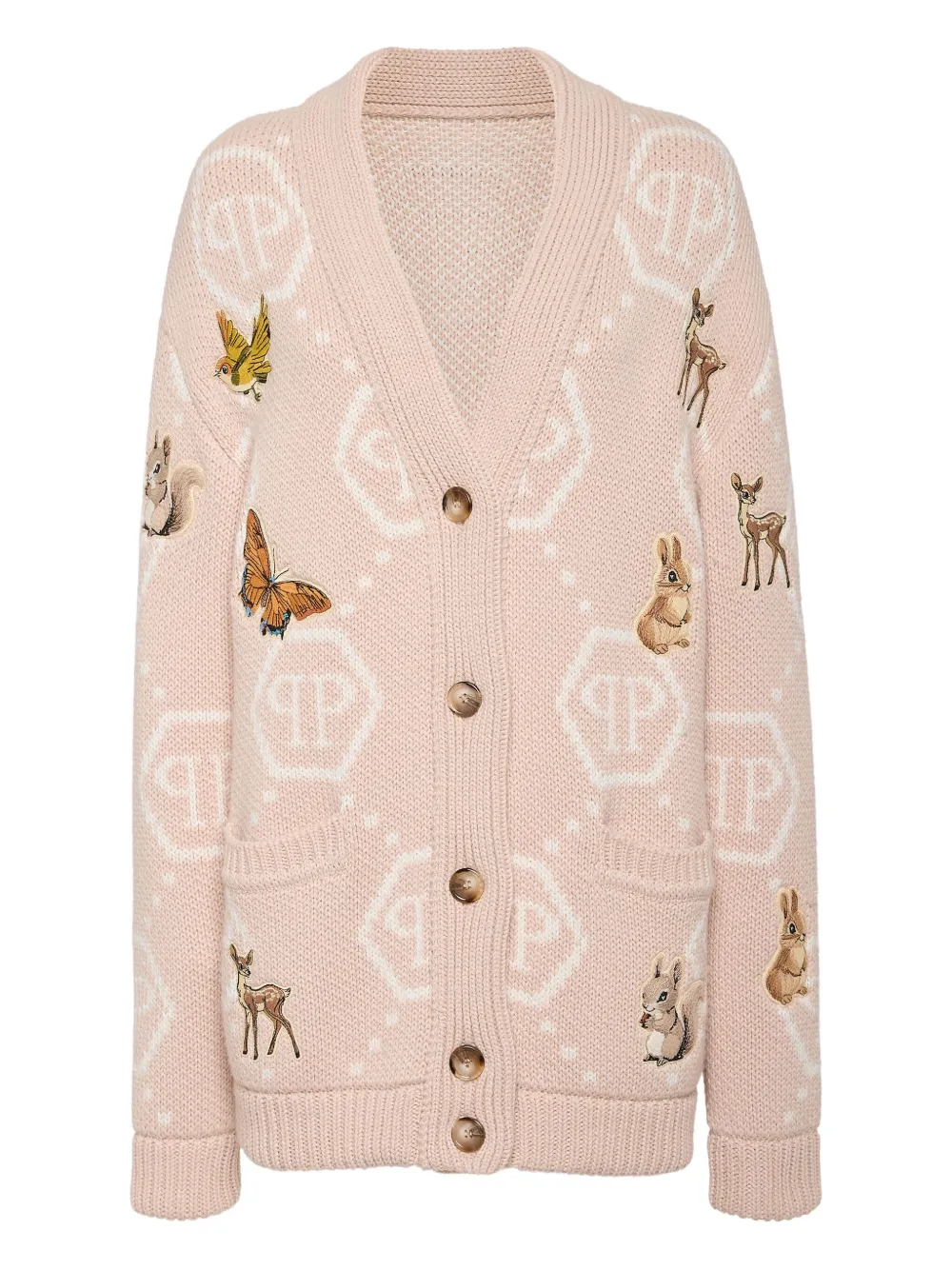 Philipp Plein Fairy-embroidered cardigan - Neutrals