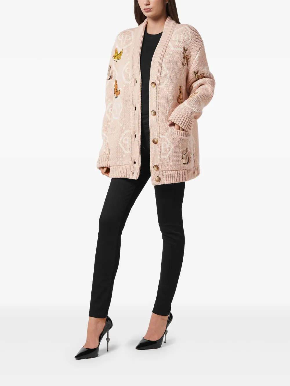 Philipp Plein Fairy-embroidered Cardigan In Neutral