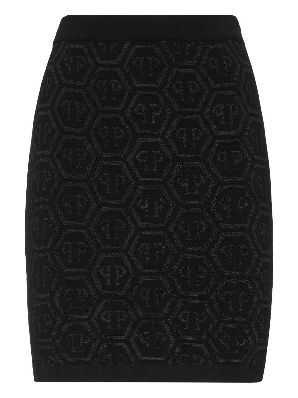 Philipp Plein Jacquard-monogram Mini Skirt In Black