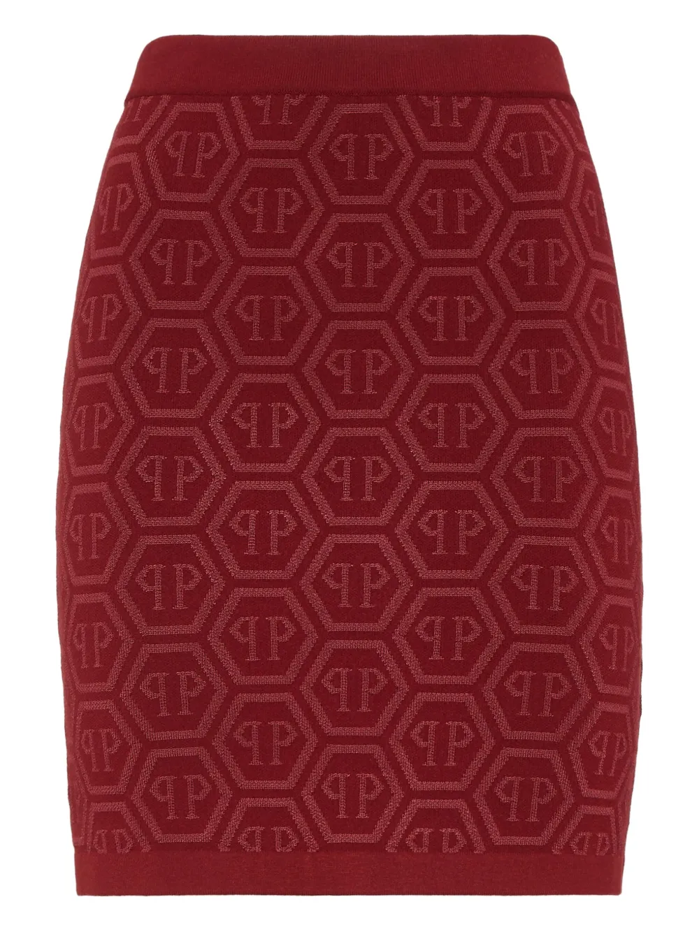 Philipp Plein Monogram Knitted Mini Skirt In Red