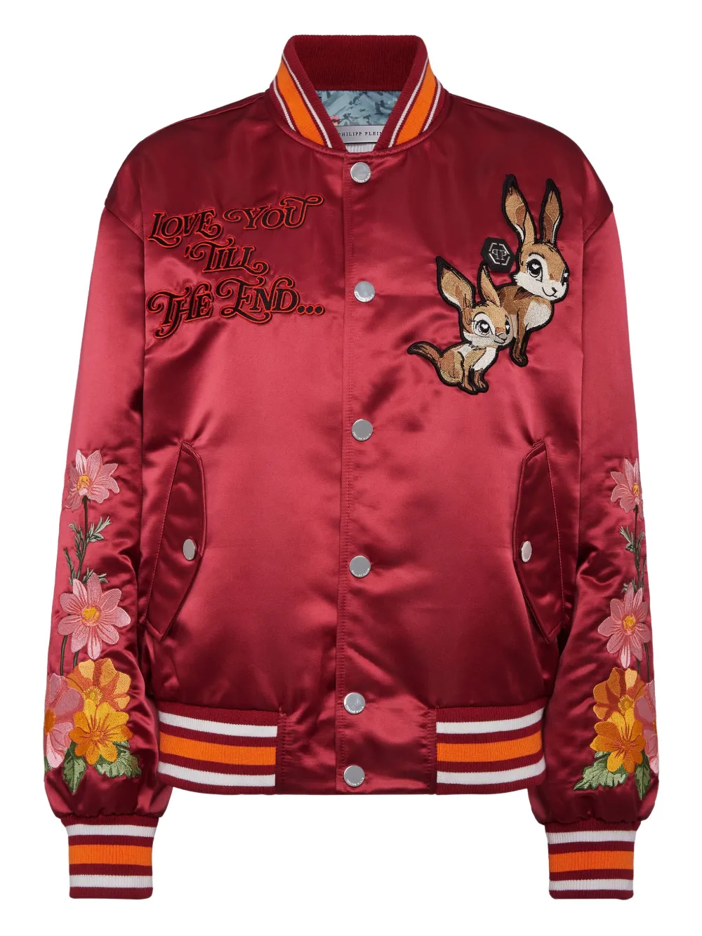 Philipp Plein Bomber in raso con ricamo - Rosso