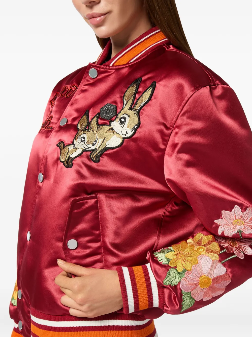 Philipp Plein Satijnen bomberjack Rood