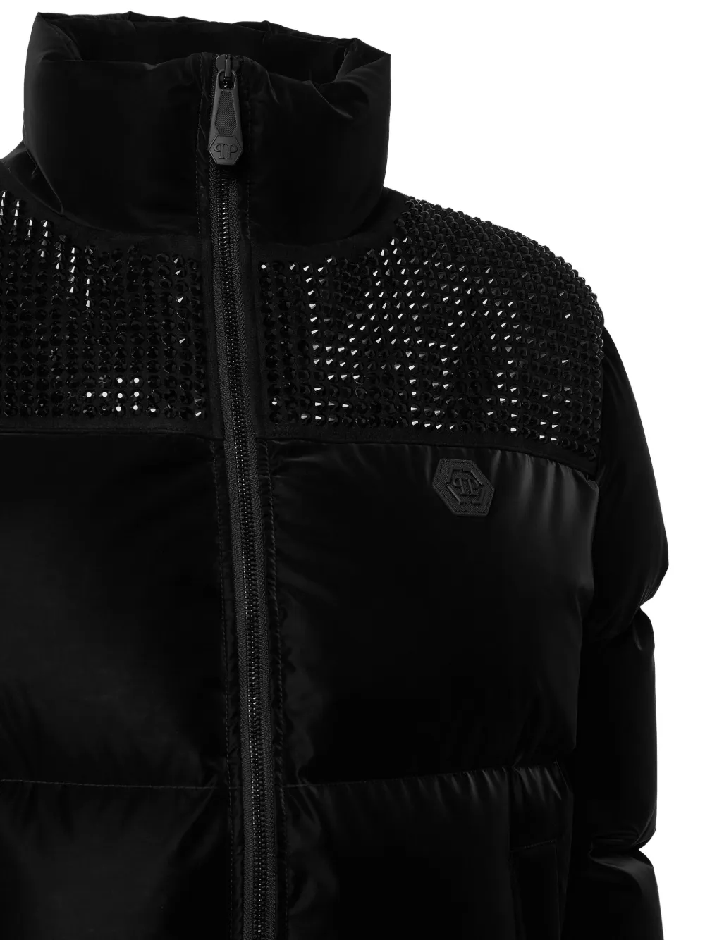 Philipp Plein Gewatteerd jack met stras Zwart