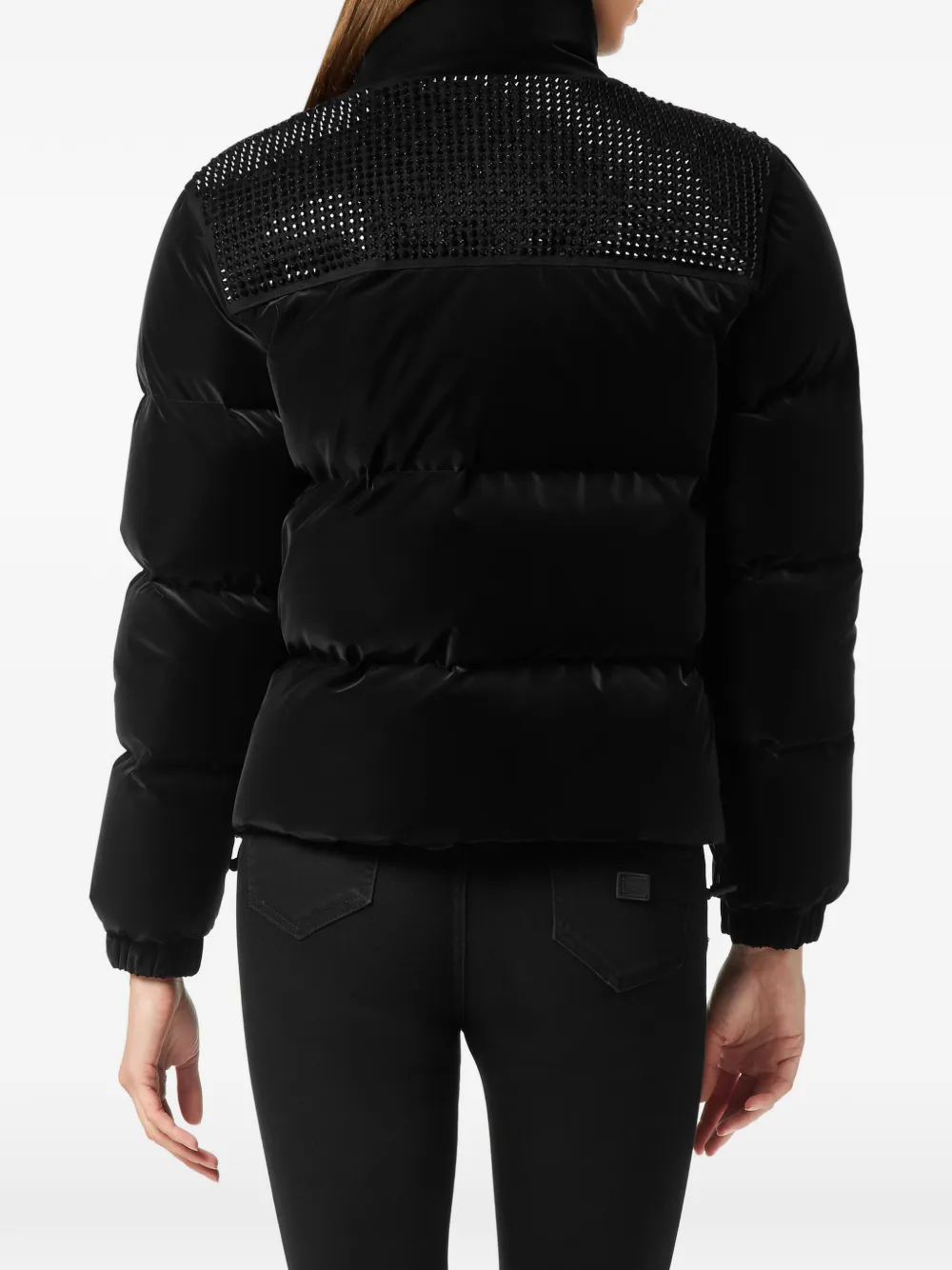 Philipp Plein Gewatteerd jack met stras Zwart