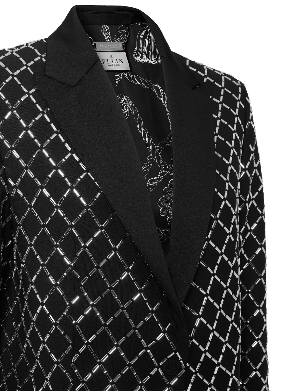 Philipp Plein Crystal Rhombus blazer Zwart