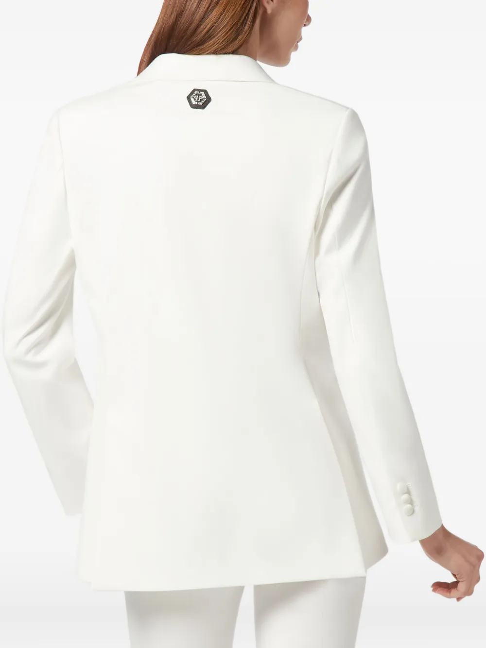 Philipp Plein Blazer met geborduurde satijnen revers Wit