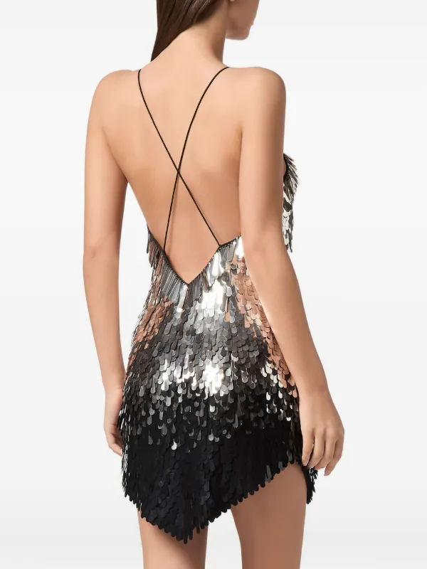 Philipp Plein Women's Backless Mini Dress Paillettes - Black