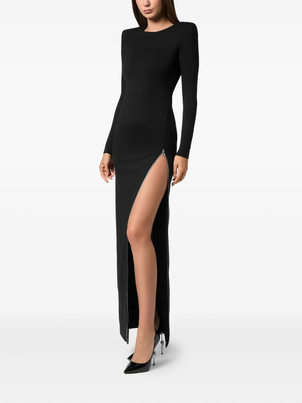 Philipp Plein Jurk met lange mouwen en rits Zwart