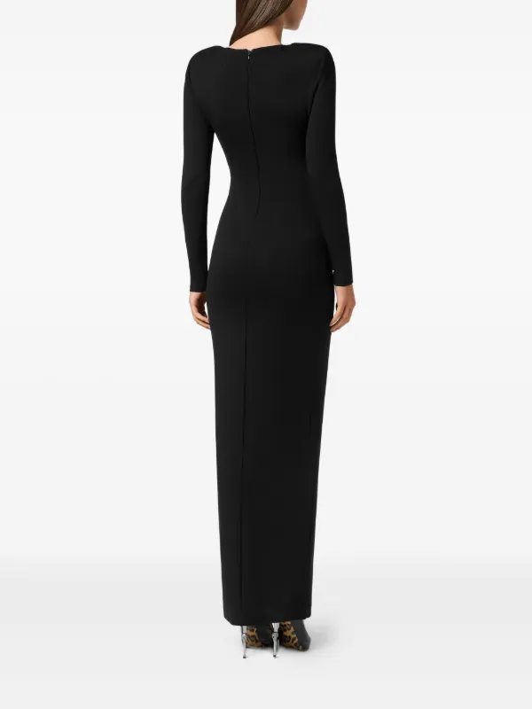 philipp plein dress black Philipp Plein Monogram Padded Shoulder Dress | Black