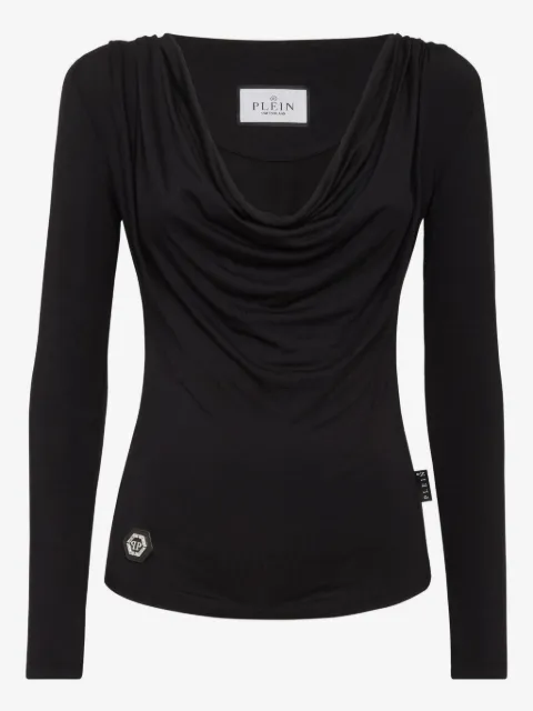 Philipp Plein top con cuello desbocado y manga larga