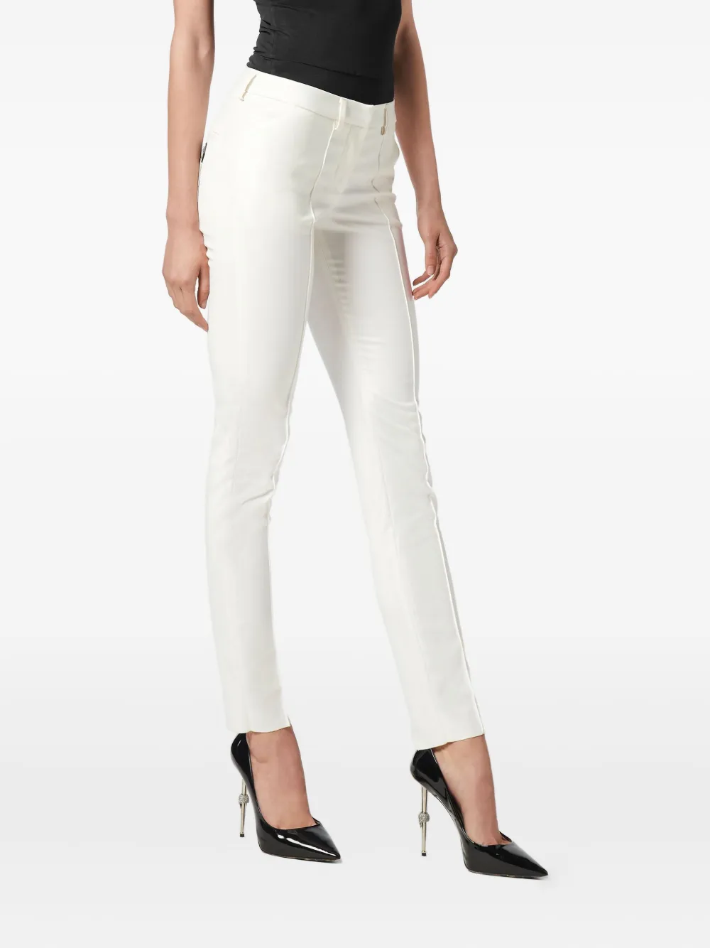 Philipp Plein Fatale broek met logoplakkaat Wit