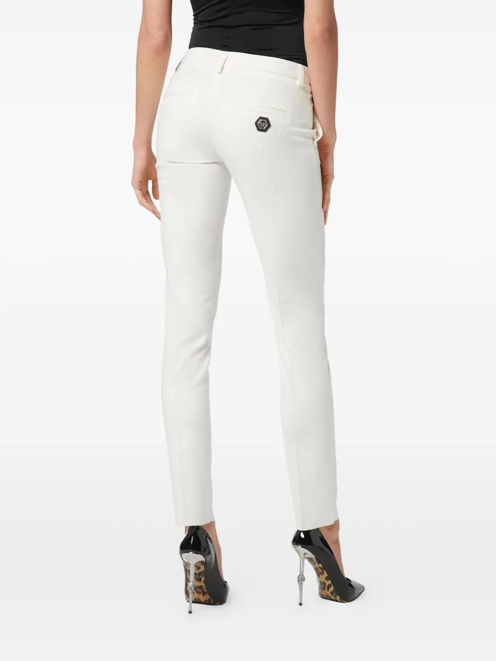 Philipp Plein Fatale broek met logoplakkaat Wit